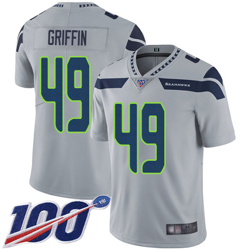 Seahawks #49 Shaquem Griffin Grey Alternate Men's Stitched Football 100th Season Vapor Limited Jersey