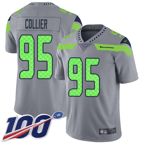 Seahawks #95 L.J. Collier Gray Men's Stitched Football Limited Inverted Legend 100th Season Jersey