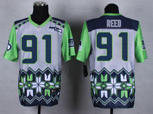 Seahawks #91 Jarran Reed Grey Men's Stitched Football Elite Noble Fashion Jersey