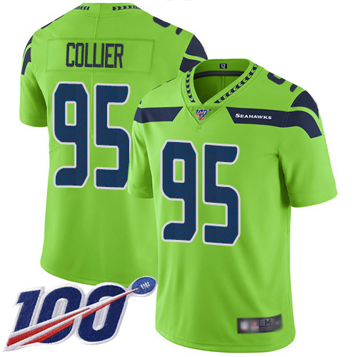Seahawks #95 L.J. Collier Green Men's Stitched Football Limited Rush 100th Season Jersey