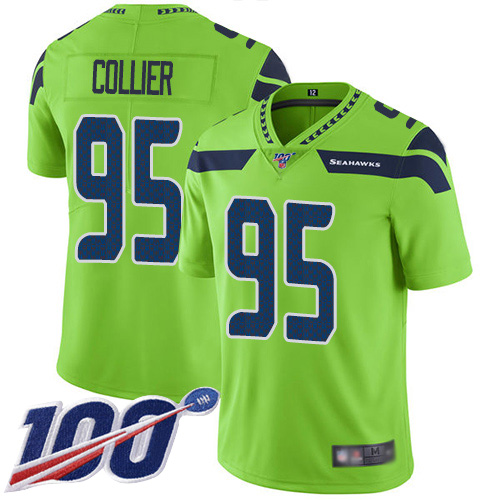 Seahawks #95 L.J. Collier Green Men's Stitched Football Limited Rush 100th Season Jersey Seahawks #95 L.J. Collier Green Men's Stitched Football Limited Rush 100th Season Jersey