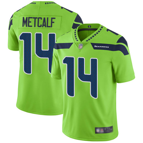 Seahawks #14 D.K. Metcalf Green Men's Stitched Football Limited Rush Jersey