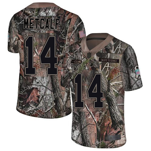 Seahawks #14 D.K. Metcalf Camo Men's Stitched Football Limited Rush Realtree Jersey