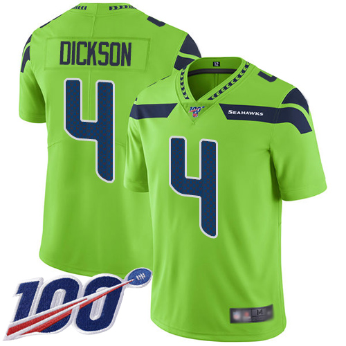 Seahawks #4 Michael Dickson Green Men's Stitched Football Limited Rush 100th Season Jersey Seahawks #4 Michael Dickson Green Men's Stitched Football Limited Rush 100th Season Jersey