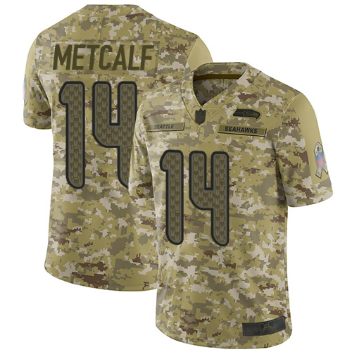 Seahawks #14 D.K. Metcalf Camo Men's Stitched Football Limited 2018 Salute To Service Jersey