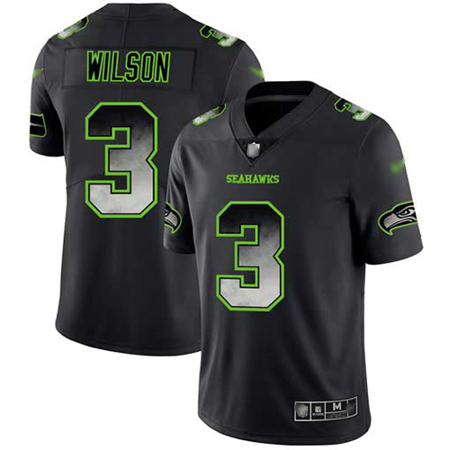 Seahawks #3 Russell Wilson Black Men's Stitched Football Vapor Untouchable Limited Smoke Fashion Jersey