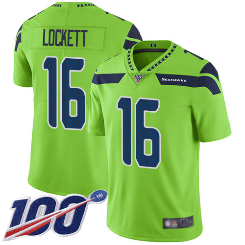 Seahawks #16 Tyler Lockett Green Men's Stitched Football Limited Rush 100th Season Jersey