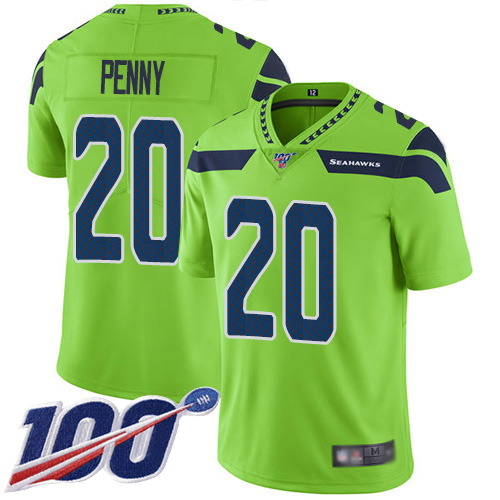 Seahawks #20 Rashaad Penny Green Men's Stitched Football Limited Rush 100th Season Jersey Seahawks #20 Rashaad Penny Green Men's Stitched Football Limited Rush 100th Season Jersey