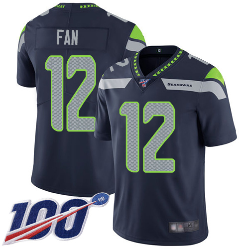 Seahawks #12 Fan Steel Blue Team Color Men's Stitched Football 100th Season Vapor Limited Jersey Seahawks #12 Fan Steel Blue Team Color Men's Stitched Football 100th Season Vapor Limited Jersey