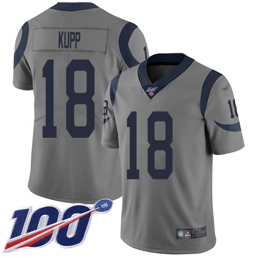 Rams #18 Cooper Kupp Gray Men's Stitched Football Limited Inverted Legend 100th Season Jersey