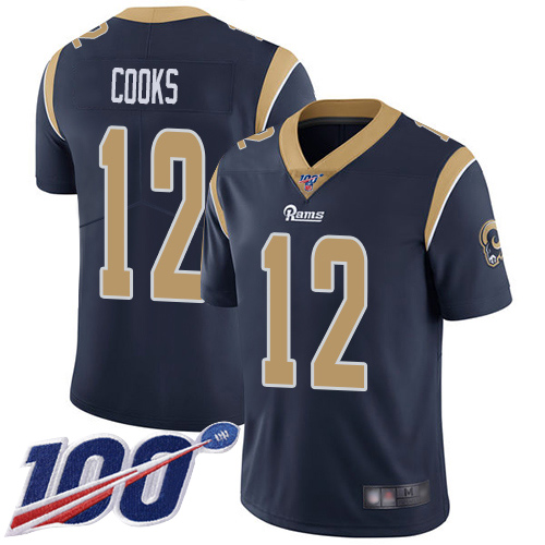 Rams #12 Brandin Cooks Navy Blue Team Color Men's Stitched Football 100th Season Vapor Limited Jersey