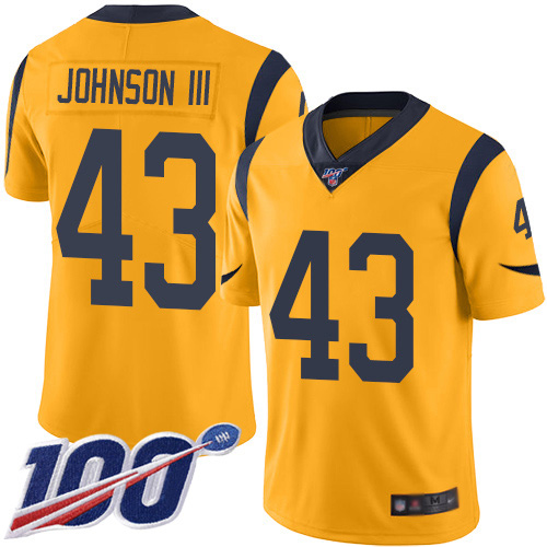 Rams #43 John Johnson III Gold Men's Stitched Football Limited Rush 100th Season Jersey