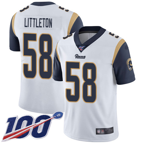 Rams #58 Cory Littleton White Men's Stitched Football 100th Season Vapor Limited Jersey