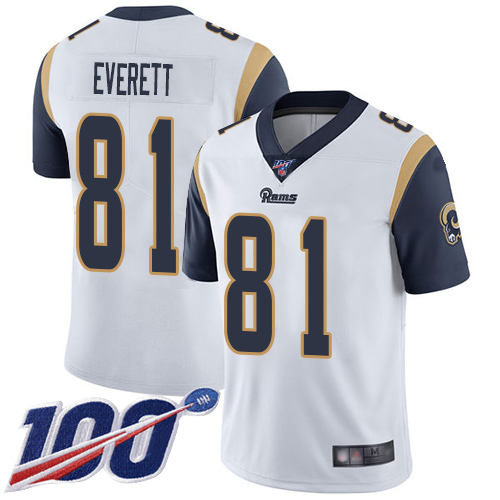 Rams #81 Gerald Everett White Men's Stitched Football 100th Season Vapor Limited Jersey