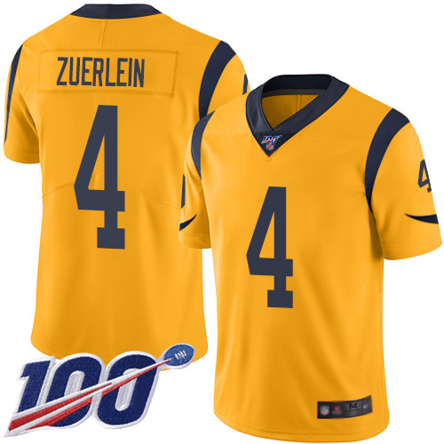 Rams #4 Greg Zuerlein Gold Men's Stitched Football Limited Rush 100th Season Jersey