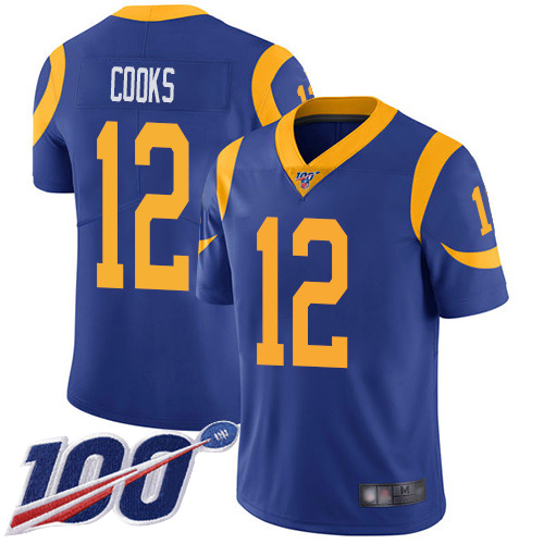 Rams #12 Brandin Cooks Royal Blue Alternate Men's Stitched Football 100th Season Vapor Limited Jersey