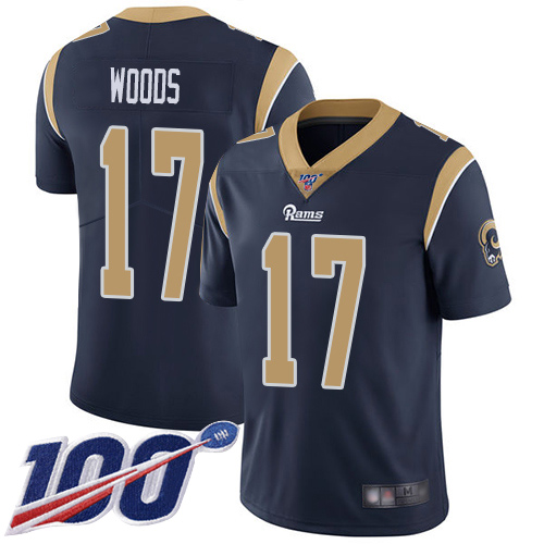 Rams #17 Robert Woods Navy Blue Team Color Men's Stitched Football 100th Season Vapor Limited Jersey