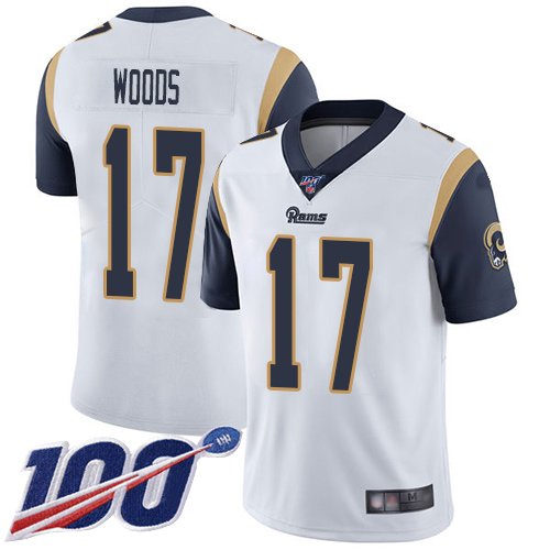 Rams #17 Robert Woods White Men's Stitched Football 100th Season Vapor Limited Jersey