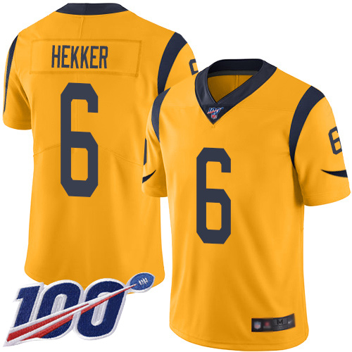 Rams #6 Johnny Hekker Gold Men's Stitched Football Limited Rush 100th Season Jersey Rams #6 Johnny Hekker Gold Men's Stitched Football Limited Rush 100th Season Jersey