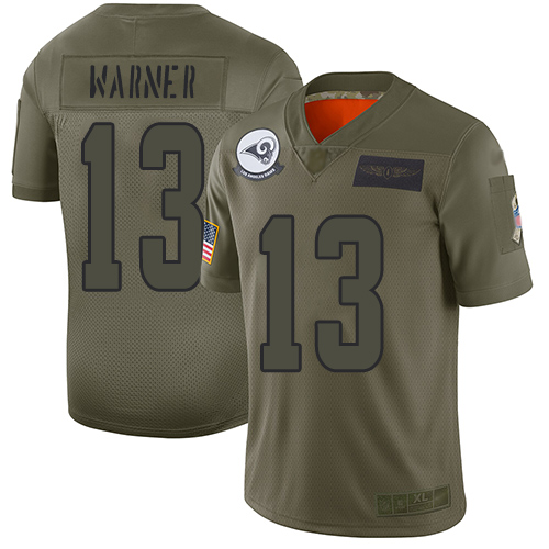 Rams #13 Kurt Warner Camo Men's Stitched Football Limited 2019 Salute To Service Jersey