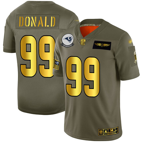 Rams #99 Aaron Donald Camo/Gold Men's Stitched Football Limited 2019 Salute To Service Jersey