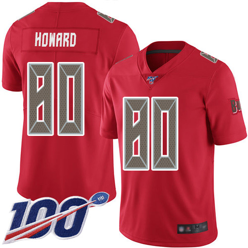 Buccaneers #80 O. J. Howard Red Men's Stitched Football Limited Rush 100th Season Jersey