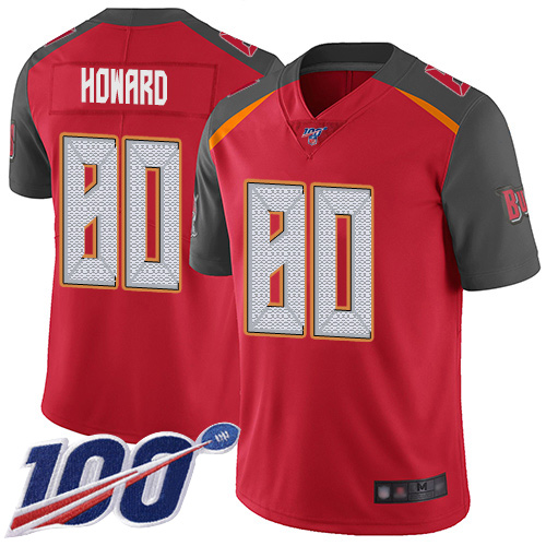 Buccaneers #80 O. J. Howard Red Team Color Men's Stitched Football 100th Season Vapor Limited Jersey