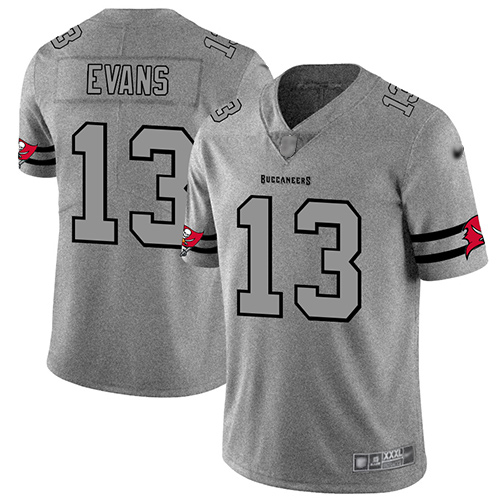 Buccaneers #13 Mike Evans Gray Men's Stitched Football Limited Team Logo Gridiron Jersey