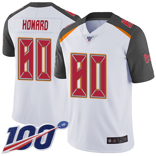 Buccaneers #80 O. J. Howard White Men's Stitched Football 100th Season Vapor Limited Jersey