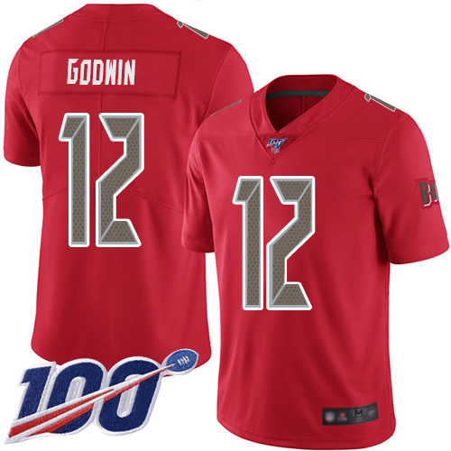 Buccaneers #12 Chris Godwin Red Men's Stitched Football Limited Rush 100th Season Jersey