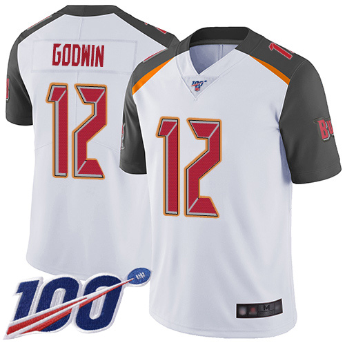 Buccaneers #12 Chris Godwin White Men's Stitched Football 100th Season Vapor Limited Jersey Buccaneers #12 Chris Godwin White Men's Stitched Football 100th Season Vapor Limited Jersey