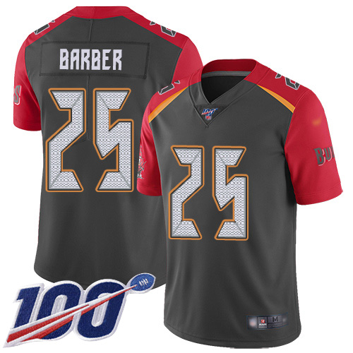 Buccaneers #25 Peyton Barber Gray Men's Stitched Football Limited Inverted Legend 100th Season Jersey