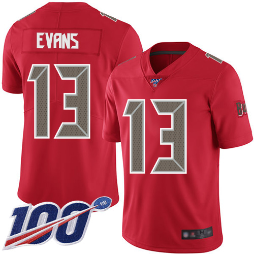 Buccaneers #13 Mike Evans Red Men's Stitched Football Limited Rush 100th Season Jersey