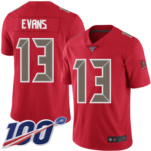 Buccaneers #13 Mike Evans Red Men's Stitched Football Limited Rush 100th Season Jersey Buccaneers #13 Mike Evans Red Men's Stitched Football Limited Rush 100th Season Jersey