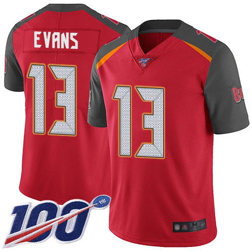 Buccaneers #13 Mike Evans Red Team Color Men's Stitched Football 100th Season Vapor Limited Jersey Buccaneers #13 Mike Evans Red Team Color Men's Stitched Football 100th Season Vapor Limited Jersey