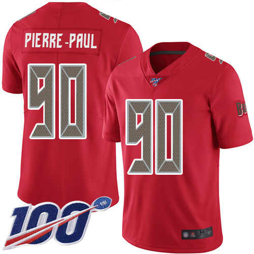 Buccaneers #90 Jason Pierre-Paul Red Men's Stitched Football Limited Rush 100th Season Jersey