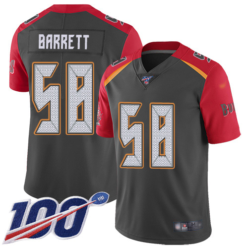 Buccaneers #58 Shaquil Barrett Gray Men's Stitched Football Limited Inverted Legend 100th Season Jersey