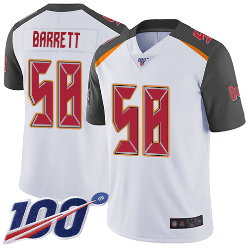 Buccaneers #58 Shaquil Barrett White Men's Stitched Football 100th Season Vapor Limited Jersey
