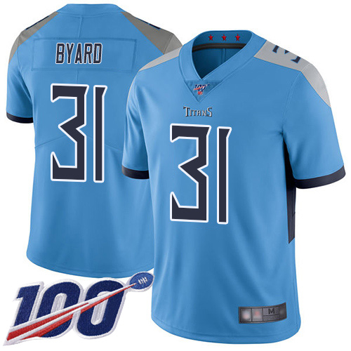 Titans #31 Kevin Byard Light Blue Alternate Men's Stitched Football 100th Season Vapor Limited Jersey