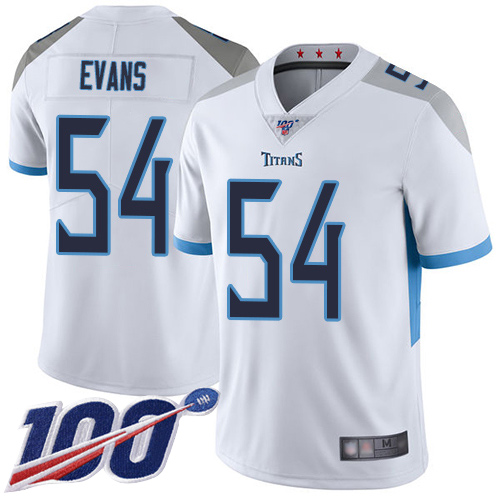 Titans #54 Rashaan Evans White Men's Stitched Football 100th Season Vapor Limited Jersey
