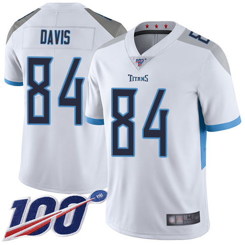 Titans #84 Corey Davis White Men's Stitched Football 100th Season Vapor Limited Jersey
