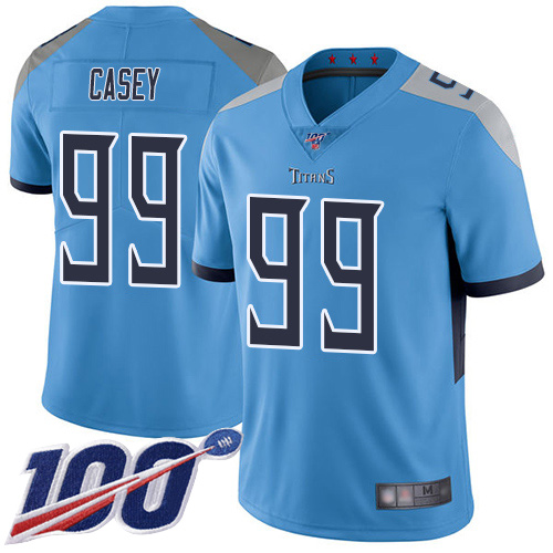 Titans #99 Jurrell Casey Light Blue Alternate Men's Stitched Football 100th Season Vapor Limited Jersey