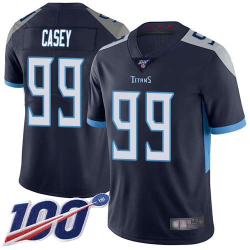 Titans #99 Jurrell Casey Navy Blue Team Color Men's Stitched Football 100th Season Vapor Limited Jersey