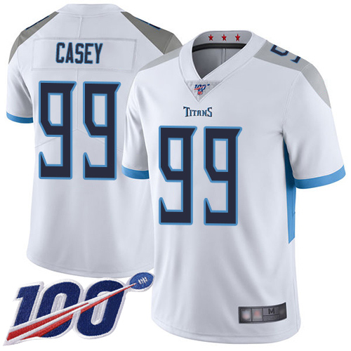 Titans #99 Jurrell Casey White Men's Stitched Football 100th Season Vapor Limited Jersey