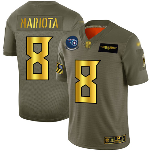 Titans #8 Marcus Mariota Camo/Gold Men's Stitched Football Limited 2019 Salute To Service Jersey