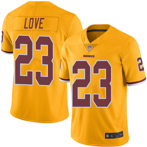 Redskins #23 Bryce Love Gold Men's Stitched Football Limited Rush Jersey