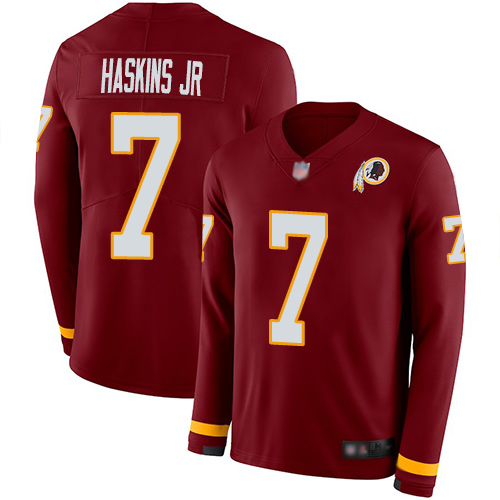 Redskins #7 Dwayne Haskins Jr Burgundy Red Team Color Men's Stitched Football Limited Therma Long Sleeve Jersey Redskins #7 Dwayne Haskins Jr Burgundy Red Team Color Men's Stitched Football Limited Therma Long Sleeve Jersey