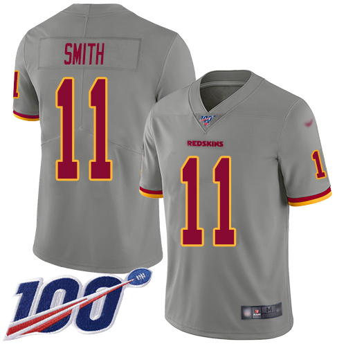 Redskins #11 Alex Smith Gray Men's Stitched Football Limited Inverted Legend 100th Season Jersey