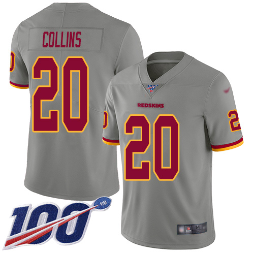 Redskins #20 Landon Collins Gray Men's Stitched Football Limited Inverted Legend 100th Season Jersey