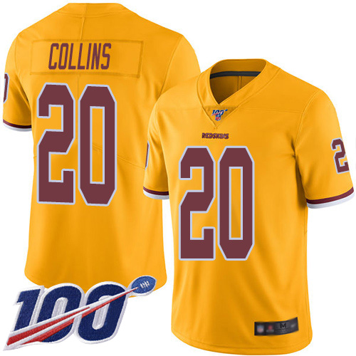 Redskins #20 Landon Collins Gold Men's Stitched Football Limited Rush 100th Season Jersey